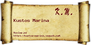 Kustos Marina névjegykártya